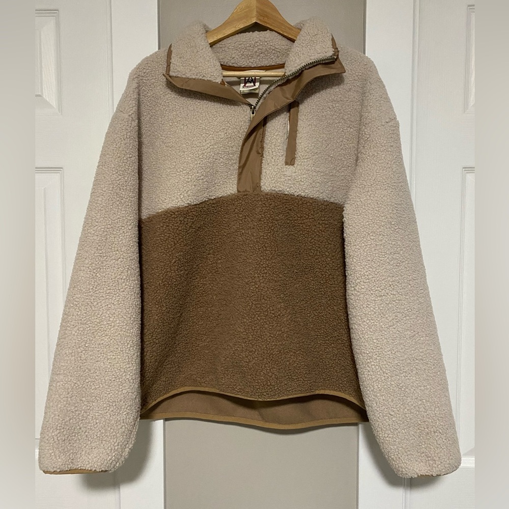 Two-Tone Sherpa Pullover